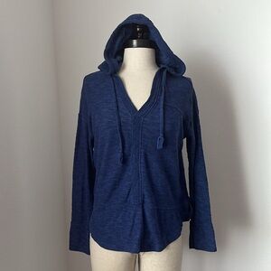 Blue ROXY terry cloth high low hooded beach top